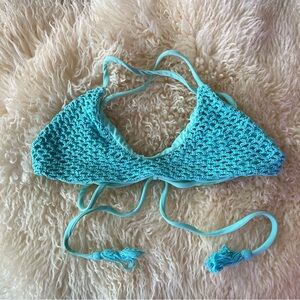 POSH PUA Crochet Turquoise Blue Bikini Top SIZE MEDIUM